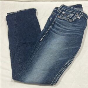 Big Star Blue Straight Leg Jeans with Faded Whiskering